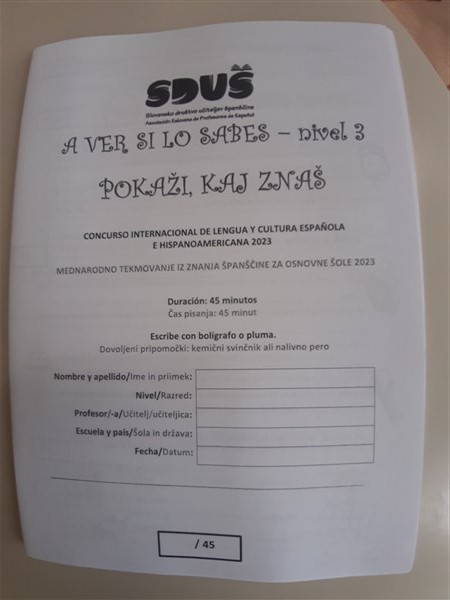 Tekmovanje v znanju španskega jezika A ver si lo sabes